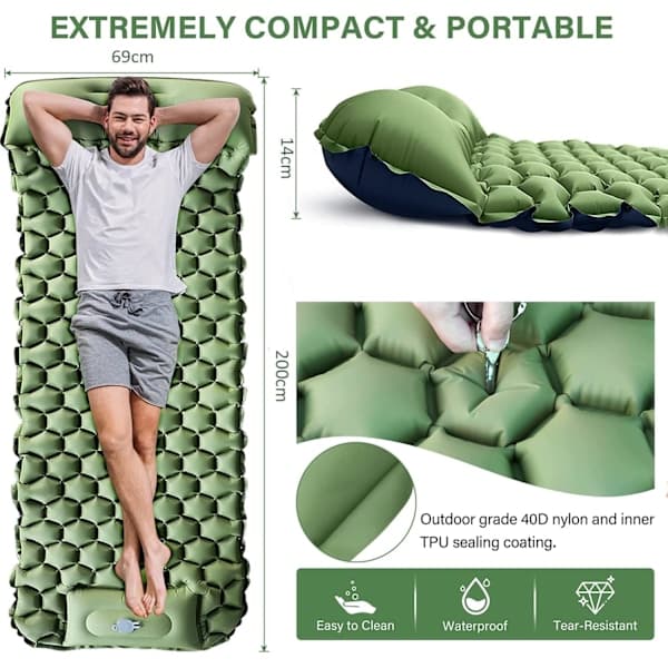Self-inflating camping mattress, upgraded thickness 10 cm/4 \" self-inflating