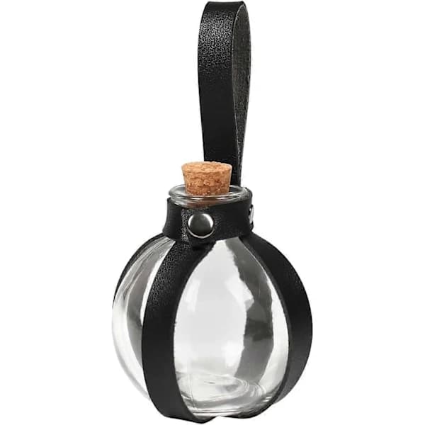 2025 Halloween Dark Magic Cork Potion Bottle Round Spherical Glass Bottle Wizard Dark Magic Potion Bottle for Halloween Props (Black)