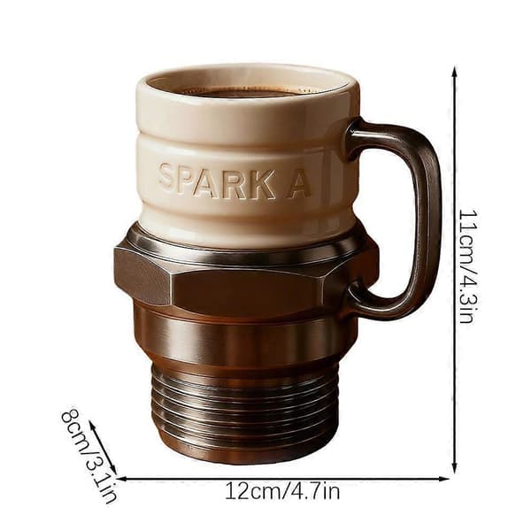 Ceramic Coffee Mug Shaped Like a Spark Plug - New Coffee Cup for Car Enthusiasts and Mechanics