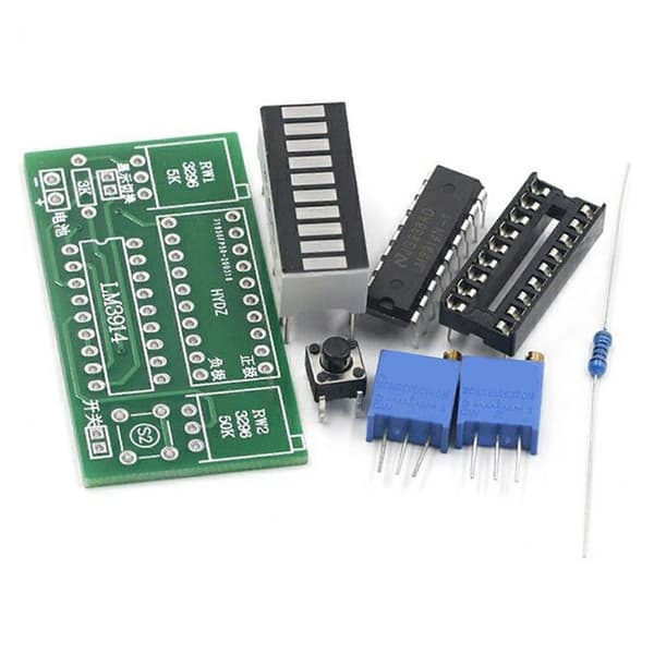 4X LM3914 10 Segment 3.7V Litium 12V Batterikapasitetsindikator Modul Strømnivåtester LED-display DIY-sett