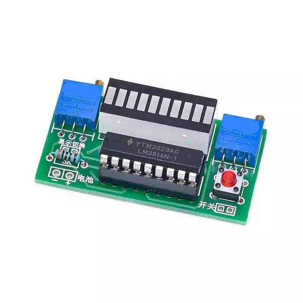 4X LM3914 10 Segment 3.7V Litium 12V Batterikapasitetsindikator Modul Strømnivåtester LED-display DIY-sett