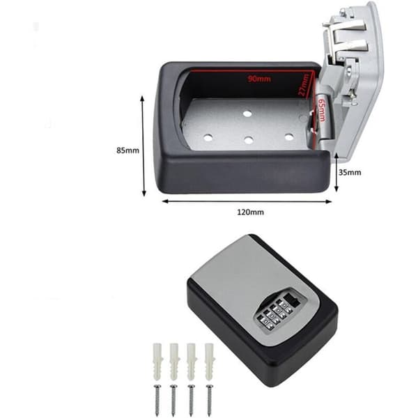 Outdoor Security Key Box, Wall Mounted Key Box with 4-Digit Code, 5 Key Security Storage Key Holder, for Home Garage School.