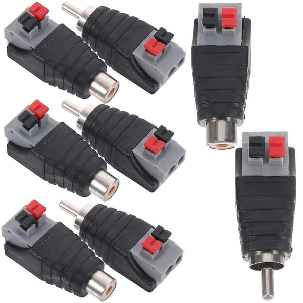 8 stk. højttalerkabel til RCA-adapter RCA-stik Kabel til kabelstik