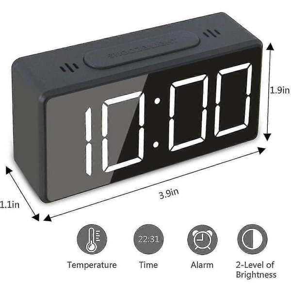 Mini Digital Väckarklocka för Resor med LED-Tids- och Temperaturvisning, Snooze, Justerbar