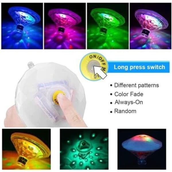 Floating Pool Light IP68 Waterproof LED with 7 Modes for Spa Pool Bathroom Diving Lighting 1-pack