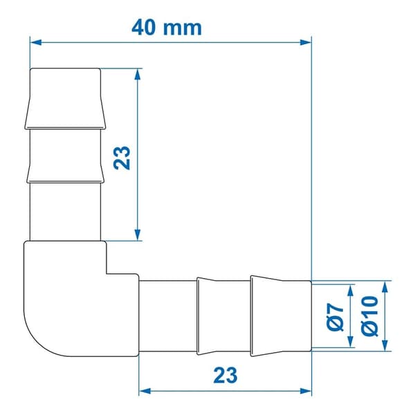 Vattenslanganslutning 90 grader 10mm per styck