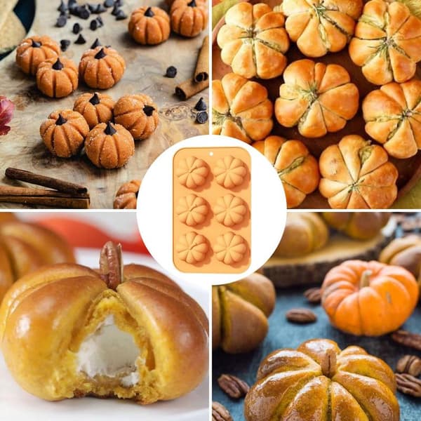 3D Græskar Silikonekageforme, Efterårskageforme, Silikoneforme til Thanksgiving, Halloween, Jul, Slik, Bagning, Kage, Chokolade
