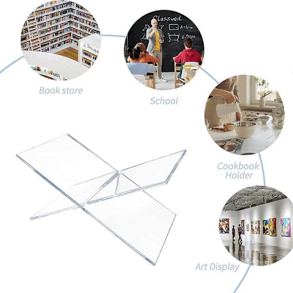 Clear Robust Open Book Stand X-shaped Structure Book Stand for Reading Nook Kitchen or Study Room