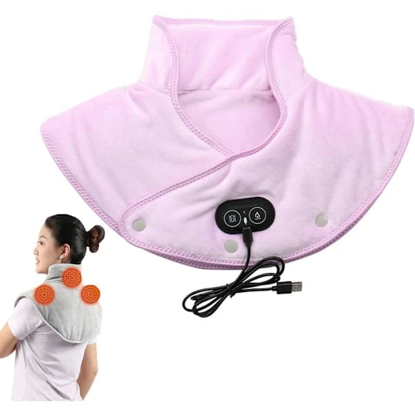 Massage Pillow, Shawl Blanket, Heated Neck and Shoulder Massage Pillow, Heated Massage Pillow, 3 Temperature and Massage Settings, Automatic Shut-off