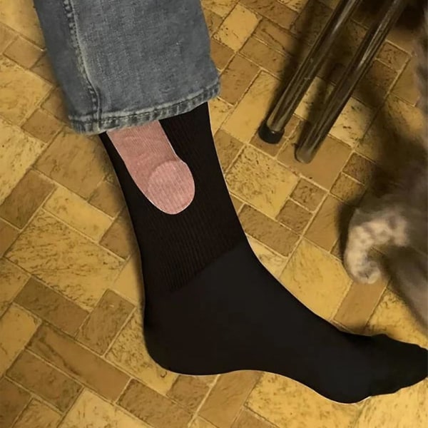 Uutuus Show Off Sukat Funny Miehet Naiset Casual sukat Hauska kuviollinen sukka Black