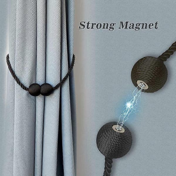 Magnetiske gardinholdere, sorte, 2 stk, dekorative gardinholdere