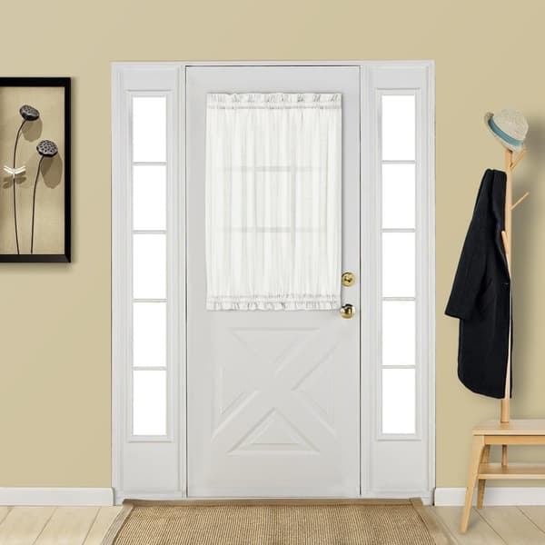 Dørgardinpanel Elegant Solid Stanglomme Gennemsigtig Voile Panel 54x40 Tommer til Snøre Franske Døre og Vinduer - 1 Panel, Hvid