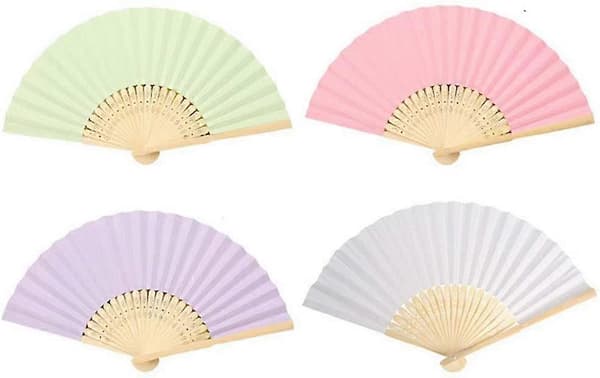 12 stykker bambus sammenleggbare vifter sammenleggbar stoffvifte sammenleggbar silkevifte bambushåndtak