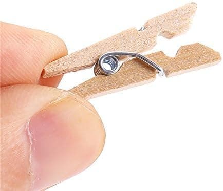 100 Mini treklyper fotoklyper naturfargede til hobbybruk 2,5 cm
