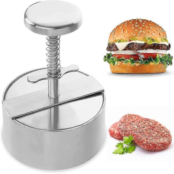Hamburgerpress, justerbar non-stick hamburgerpress i rostfritt stål, för fester, middagar, grillar, diskmaskinsäker