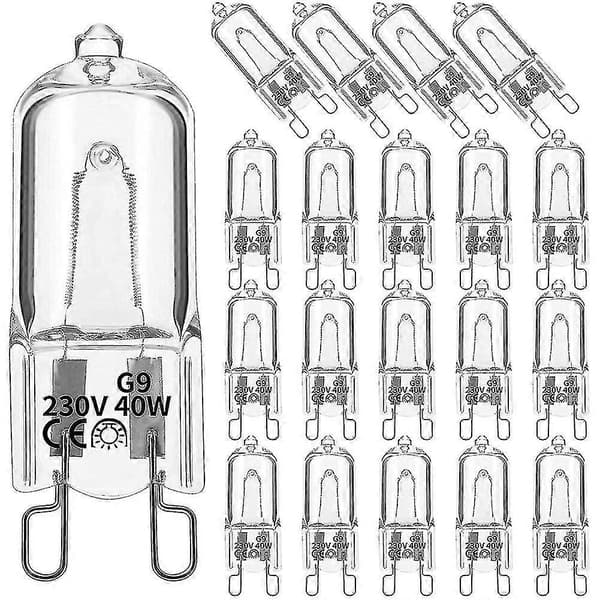 20-pack G9 halogen bulbs 40W dimmable warm white 2800K clear for chandeliers pendant lights 230V
