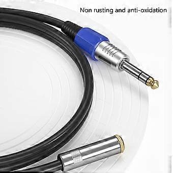 6,35 mm hann til 3,5 mm hunn stereo adapterkabel 15 cm vinklet 15cm elbow
