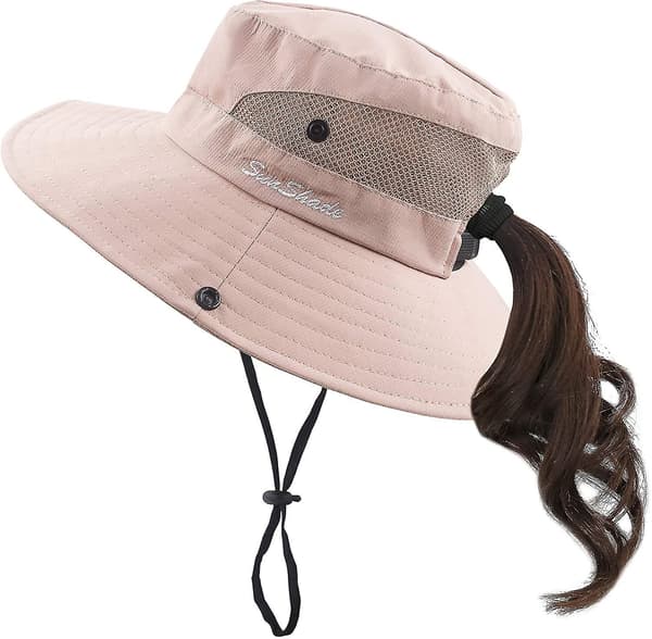 Dame solhat med hestehale, UV-beskyttelse Pink Pink