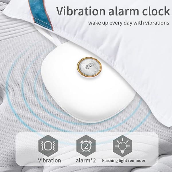 Multifunktionell Vibrerande Väckarklocka - Uppladdningsbar Sängvibrator Under Kudde Vit