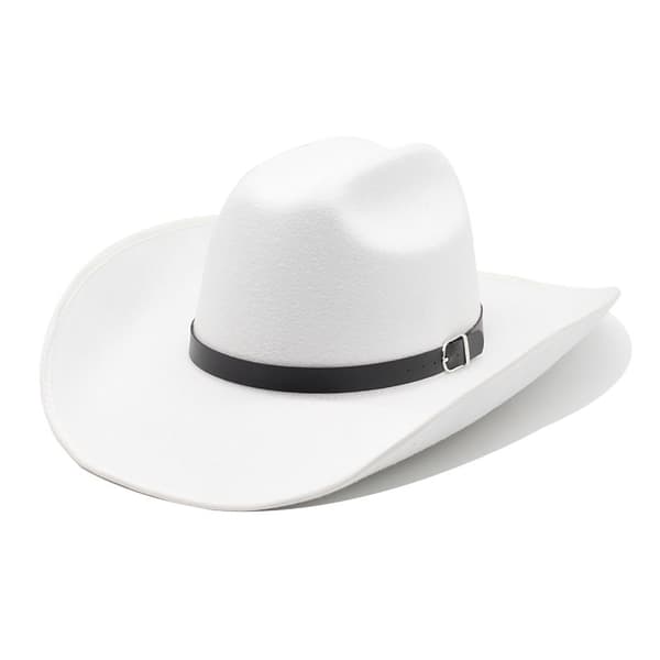 Punk-stil Western Cowboyhatt med bred brem - Hvit