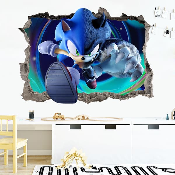 Sonic Graffiti seinätarra 3D itsekiinnittyvä irrotettava 50x70 cm