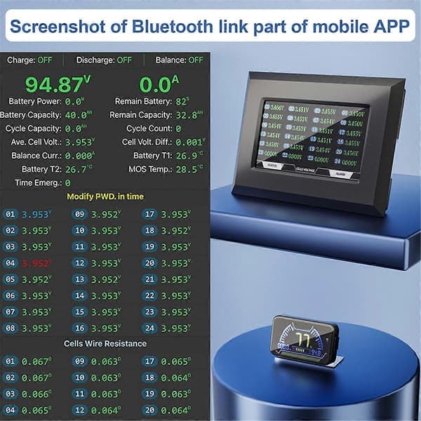 BMS Accessory 2 Inch LCD Screen with Active Switch for JK Smart BMS