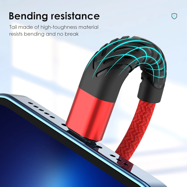Snabb USB-kabel för iPhone 13 14 12 11 Pro XS Max 5 6 7 8 Plus SE iPad Origin 3M Sladd Mobiltelefon Sladd Data Laddarkabel Röd Red 3m