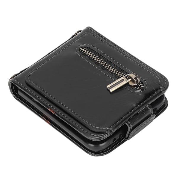 Multifunktionel Wallet Case med Kortholder til Z Flip 3 Foldbar Telefon Læder Etui Mobiltelefontilbehør Sort 0.3