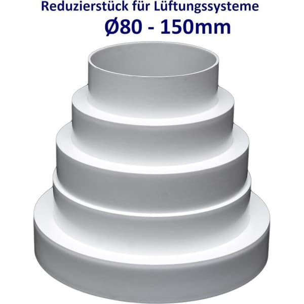 Rund PVC VMC-reduktion 80-150 mm til badeværelses- og køkkenventilation