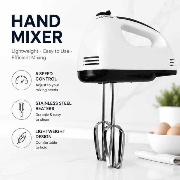 Electric Hand Mixer, Handheld Egg Beater with 4 Whisks, for Cake Cream Dough, 110V US Plug