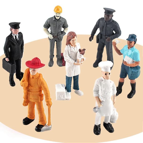 KAESI 7-delt sett med håndmalte miniatyrlandskapsfigurer - Dekorasjon