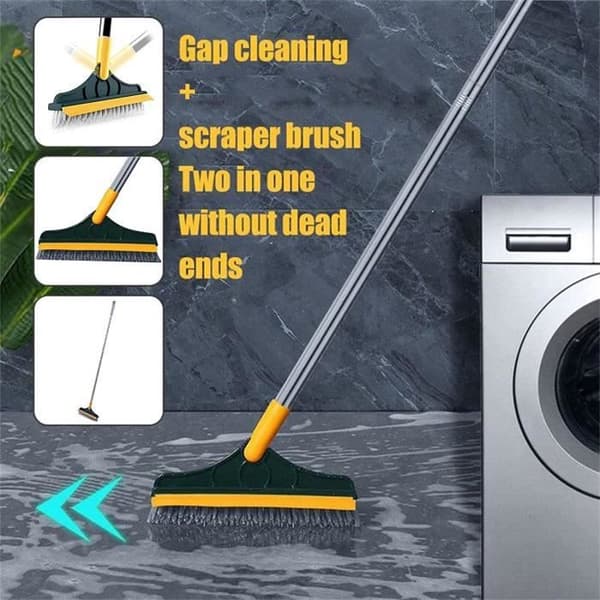 Floor Scrubber | Adjustable Scrub Brush | 2-in-1 Cleaning Brush with Shaped Bristles and 120-Degree Head