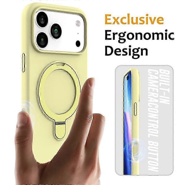 Compatible with iPhone 17 Pro Max Case Compatible with MagSafe Kickstand PC + Silicone Phone Case Yellow szrh