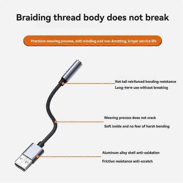 USB til 3,5 mm Jack Lydadapter USB til Lydjack Adapter Headset USB A til 3,5 mm Hun Ekstern St