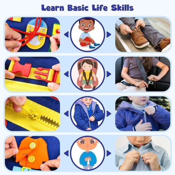 Activity Board Montessori Toy, Sensory Discovery Book Educational Activity Board, Motor Skills Toy as a Gift for Children (2-4 years)