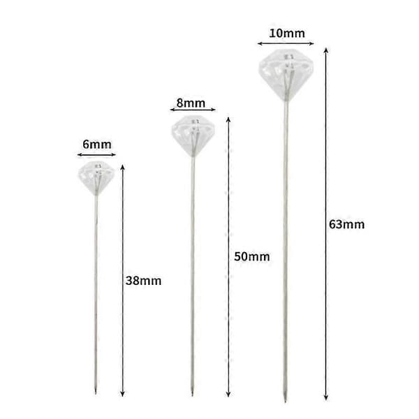 50/100 Pieces Transparent Diamond-Shaped Push Pins for Cork Board, Sewing and DIY