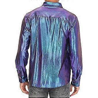 Disco Skjorter Herre Glinsende Langermet Skjorte (L Blå)