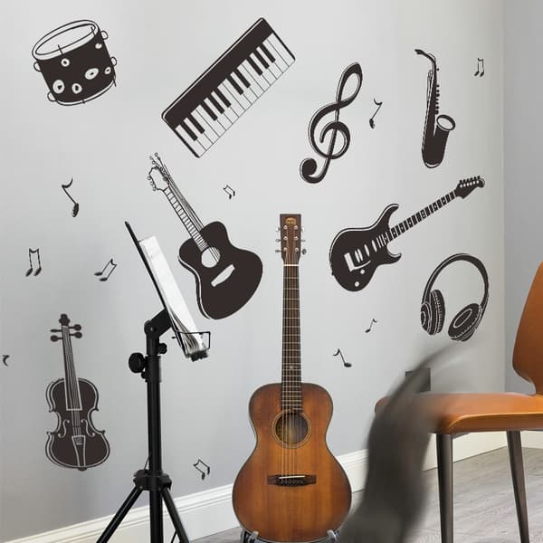 Musik Gitarr Väggdekaler Musikinstrument Väggdekal Musik Piano Gitarr