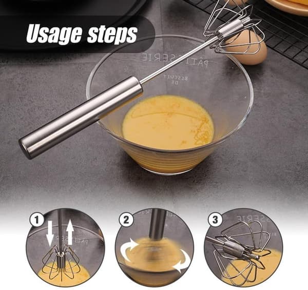 Håndmikser - 25 cm - Halvautomatisk visp, eggvisp, kremvisp - Melkeskummer - for matlaging og baking