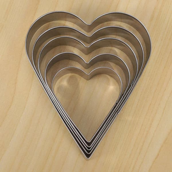 5-delers hjerteformet kakeformsett Valentinsdag kakeform rustfritt stål hjerteutstikker Valenti Wuqx