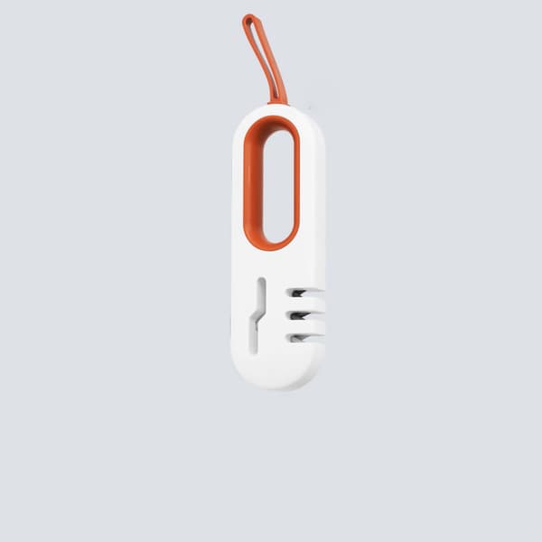 Kitchen Knife Sharpener, Handheld Scissor Sharpening Device, Quick Portable, Hanging Design, White Orange