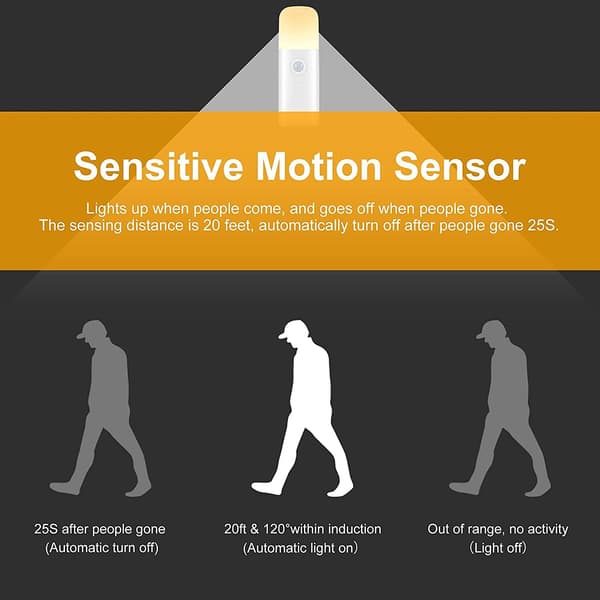 USB Rechargeable Motion Sensor Night Light Dimmable Portable LED Lamp Warm White Light
