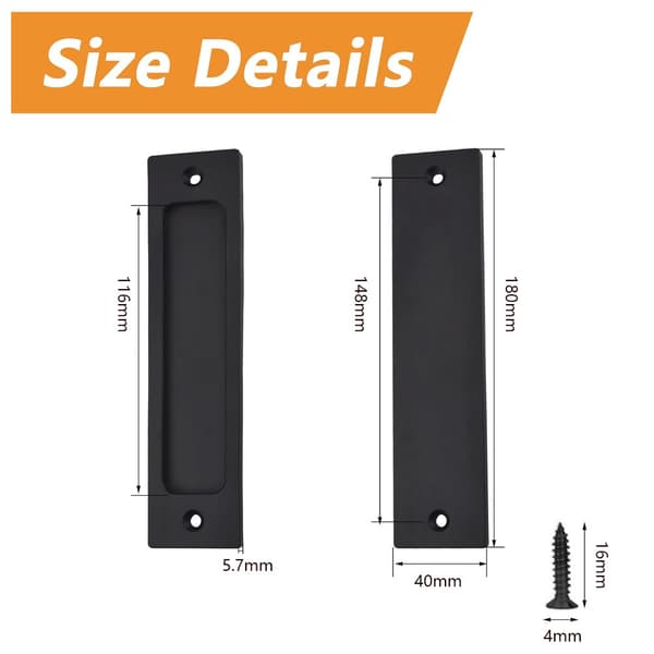 Rectangular Recessed Sliding Door Handle in Aluminum Alloy with Mounting