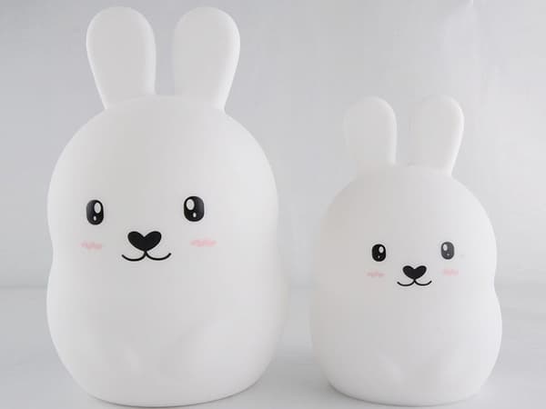RGB Rabbit Night Light, Silicone, 18.5cm, Touch & Remote Control, USB Rechargeable, Children's Room