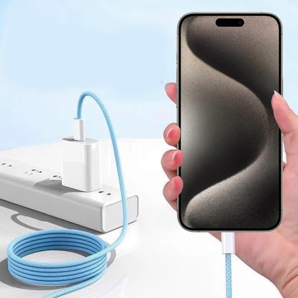 60W Fast Charging Cable USB C To USB C Braided Cord High-Speed Data Sync Cable Suitable For S23/S22/S21+ Smartphone Grey Grey