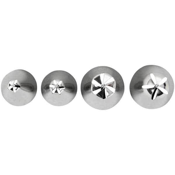 Wilton Piping Tip Set - Drop Flowers Star Tips #225, 129, 109, 190 Silvergrå silver