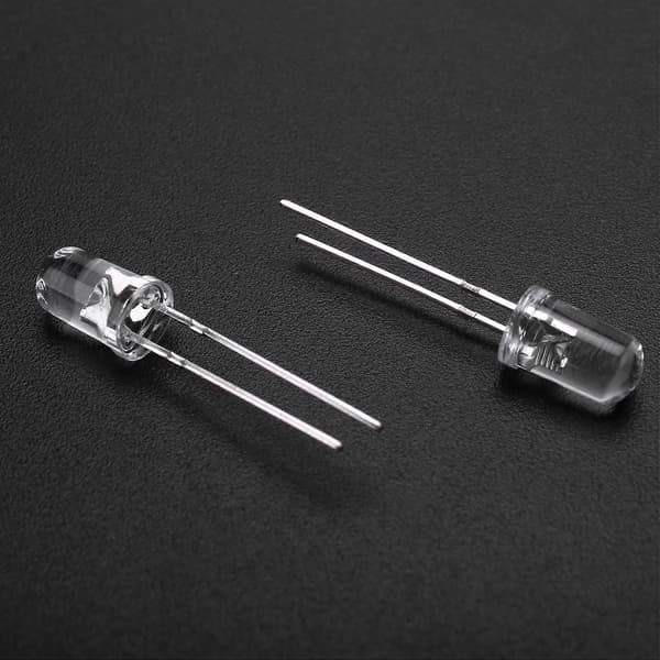100 stk. 5mm Varmhvid LED-diode DC 3V 20mA 3000K Rund Transparent