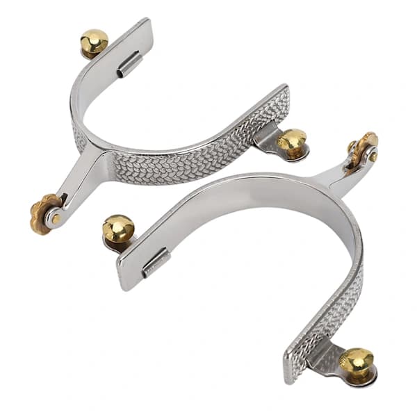Hestesporer Western Rustfrit Stål Ridning Hest Roping Sporer med Messinggear til Mænd