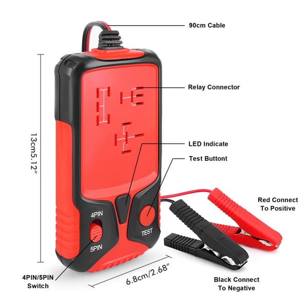 12V Car Relay Tester Battery Tester Car Electronics Relay Tester LED Light Indicator Car Battery Check
