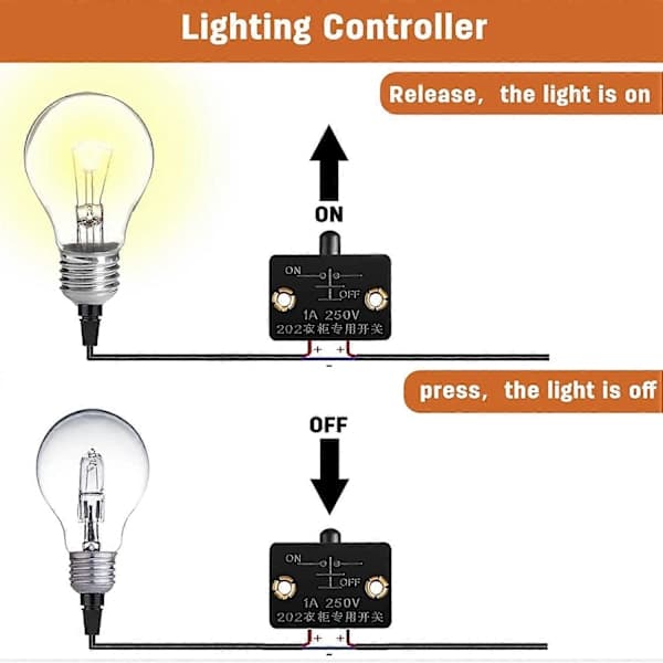 [QD] 8 Pieces Cabinet Switch Automatic Door Switch Contact Switch for 12V 24V 110V